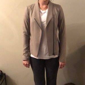Vince Scuba Leather Jacket in Taupe. XS